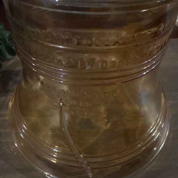 Vintage Liberty Bell Bicentennial Glass Cookie Jar Carnival Glass 8" Tall - Picture 5 of 6